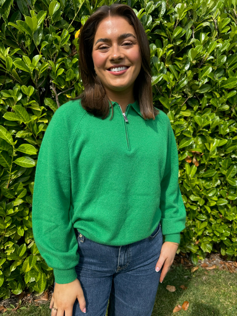 Colourush Cabana Cashmere Zip Sweater - PEA