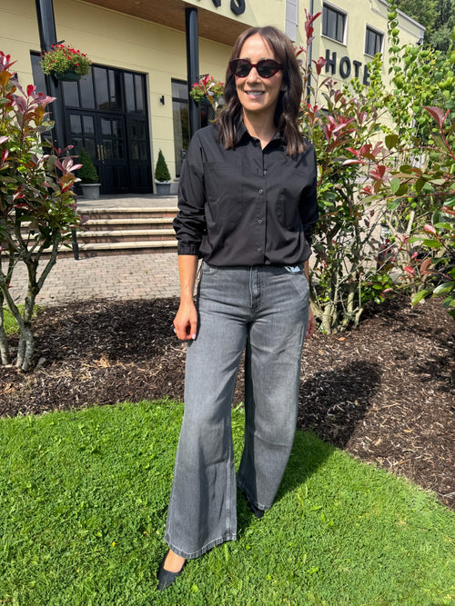 Tommy Hilfiger 70s Wide-Leg High-Rise Jeans - Grey