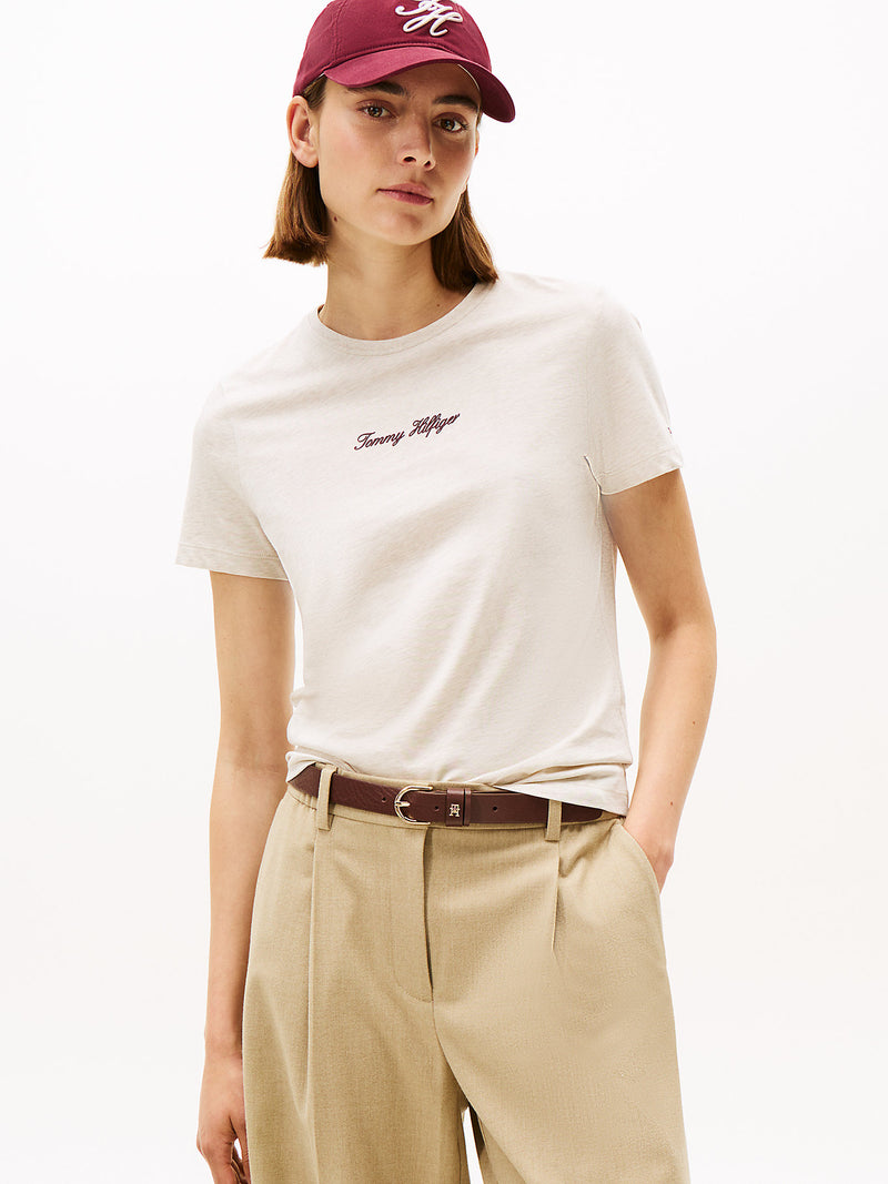 Tommy Hilfiger logo cotton t-shirt “Heather Oatmilk”