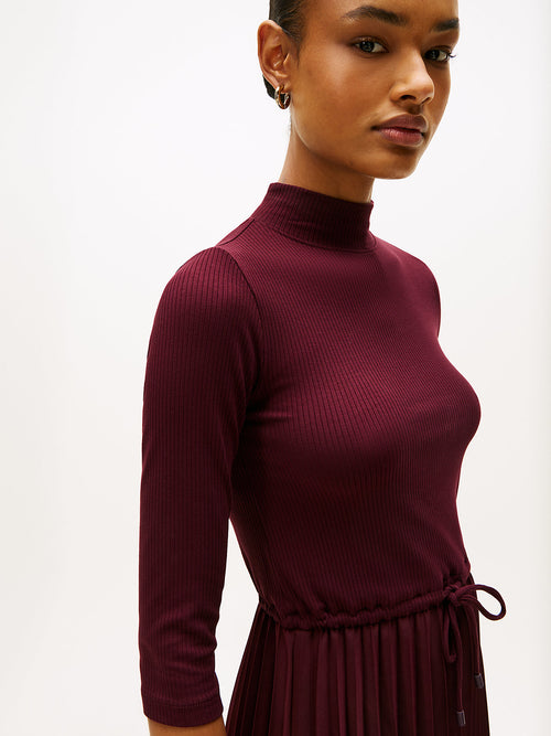 Tommy Hilfiger Pleated Midi Fit And Flare Dress