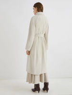 Double-breasted beaver cloth coat - Pearl Grey -  English