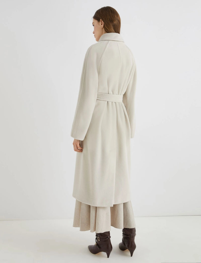Double-breasted beaver cloth coat - Pearl Grey -  English