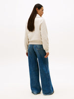 Tommy Hilfiger Interlock Knit Fleece Half Zip Jumper - “Heather Oatmilk”