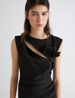 Marella Black slim-fit sable dress - ORSOLA