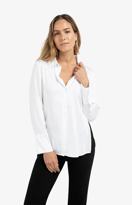 Yaya Blouse with Waist Accent - Pure White
