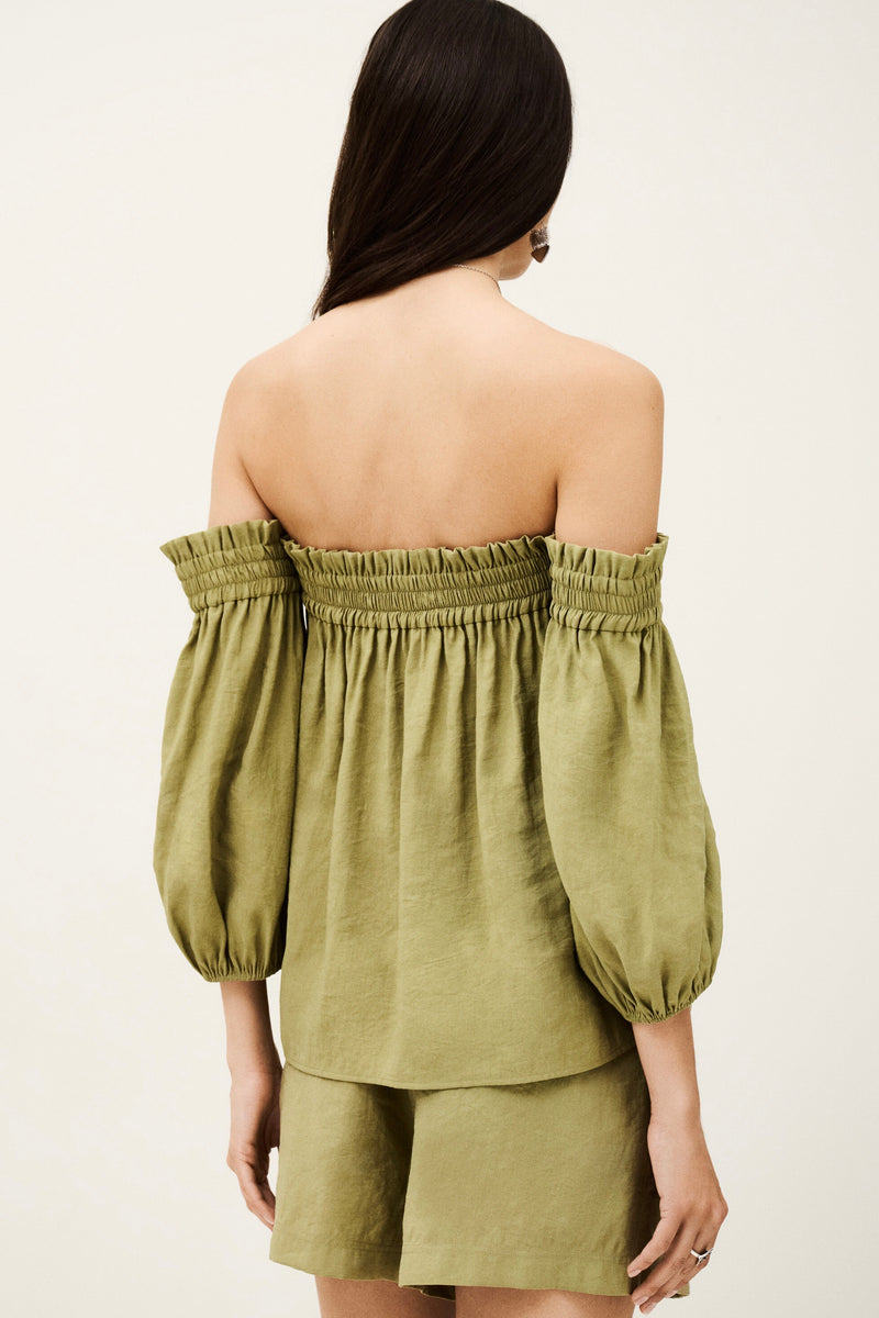 Ba&SH Dalila Top with Removable Sleeves - Khaki