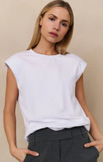 YAYA Sleeveless top with shoulder pads and pleat detail