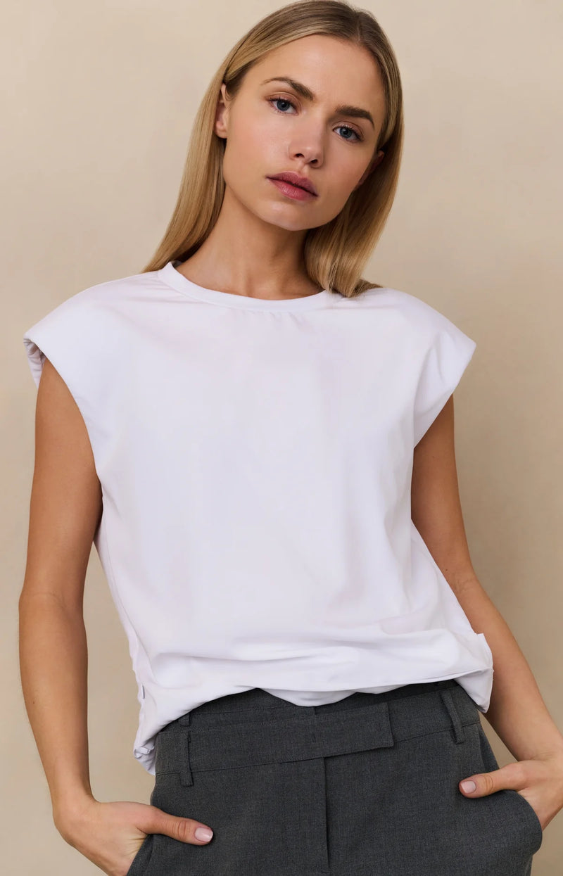 YAYA Sleeveless top with shoulder pads and pleat detail