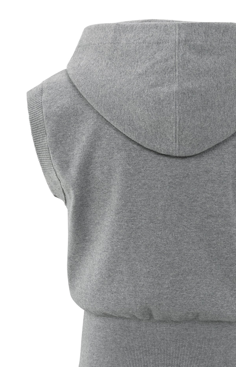 Yaya Sleeveless hoodie with zipper and hood