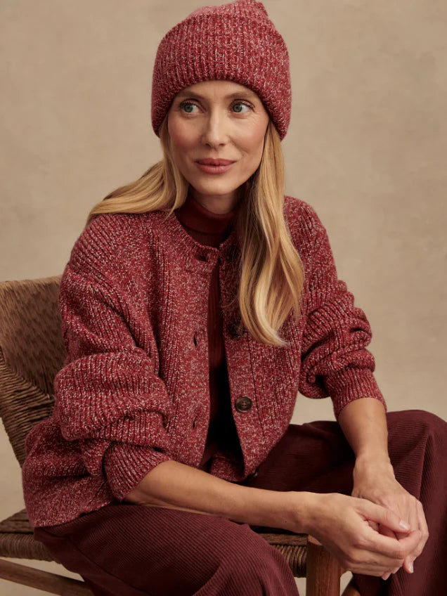 Varley Patricia Rib Cardigan - Red Fleck