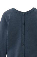 Yaya Double V-neck sweater with back button detail