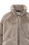 Yaya Short teddy jacket with padded sleeves - Brown