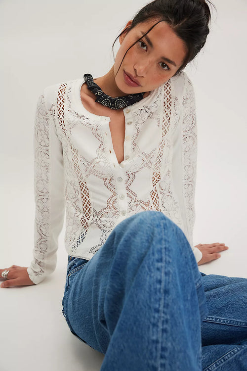Free People Jae Knit Long Sleeve - Ivory