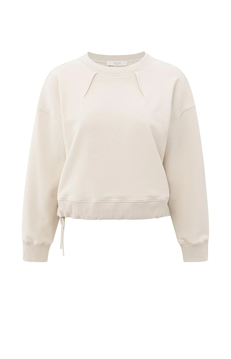 Yaya Sweatshirt with pleat details and side drawstring