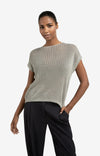 Yaya Sleeveless knit top with back button detail - Brownish Grey