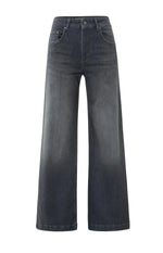 Yaya Loose fit jeans with high waist and wide legs - Grey