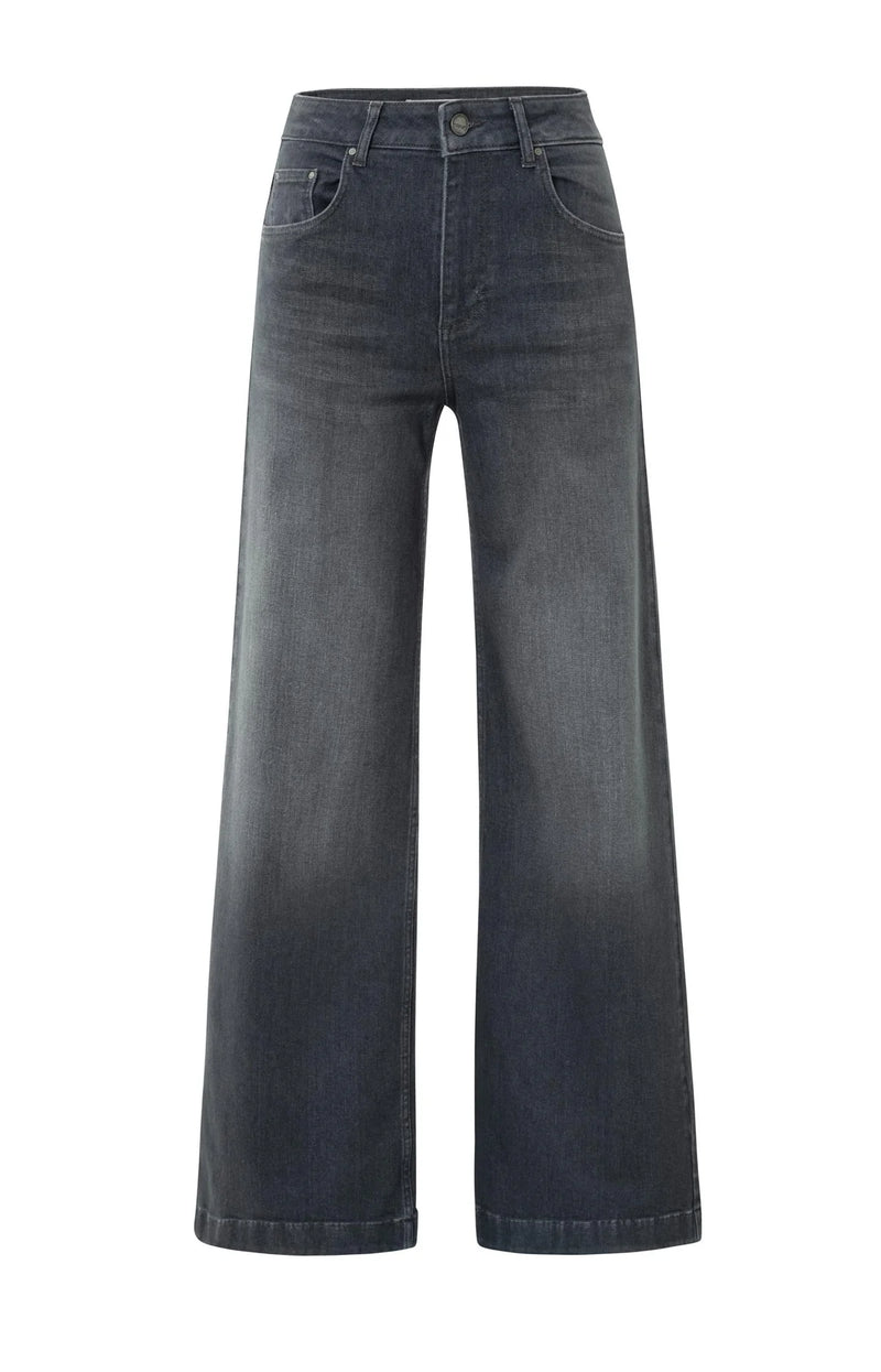 Yaya Loose fit jeans with high waist and wide legs - Grey