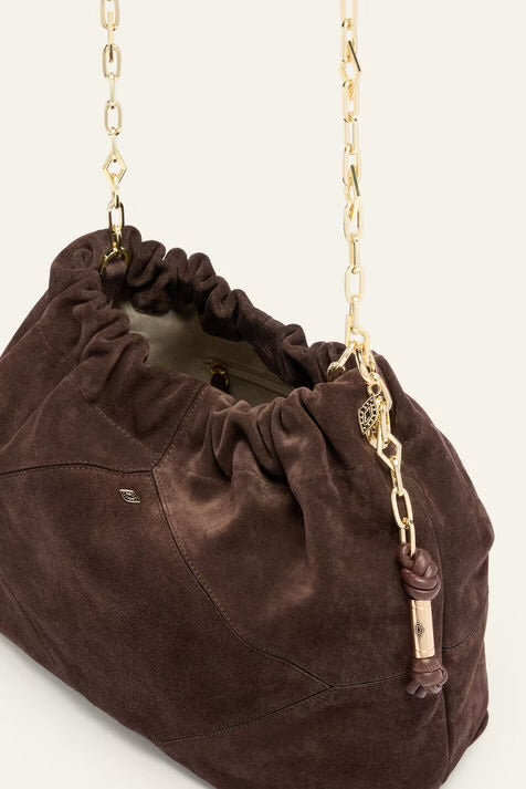 Ba&sh Suede June tote bag - Chocolate Brown