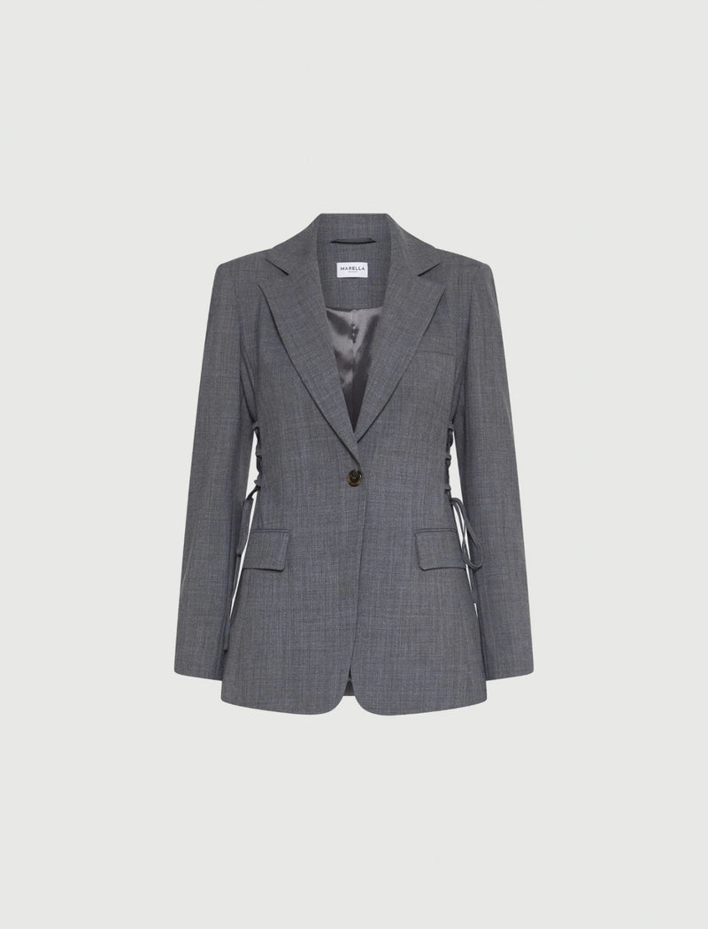 Marella straight fit stretch blazer - Melange Grey