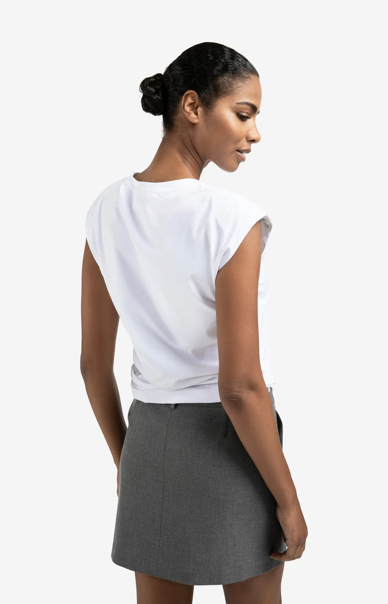 YAYA Sleeveless top with shoulder pads and pleat detail