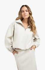 Yaya Balloon Sleeve Sweatshirt - Cloud Grey Melange