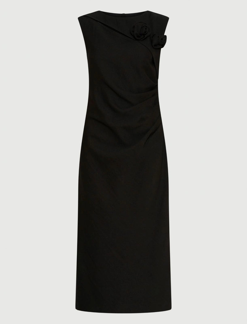 Marella Black slim-fit sable dress - ORSOLA