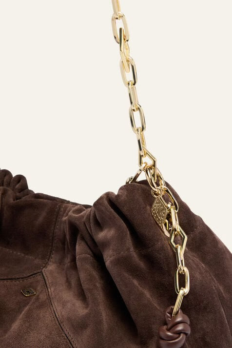 Ba&sh Suede June tote bag - Chocolate Brown