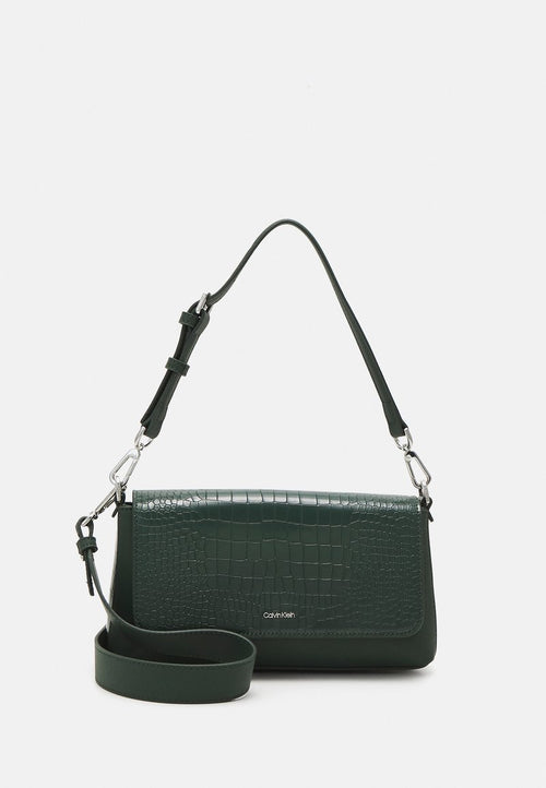 Calvin Klein small leather bag crocodile texture - green