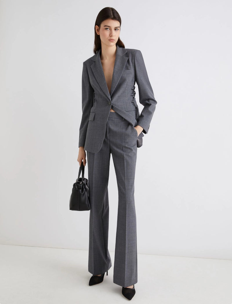 Marella straight fit stretch blazer - Melange Grey