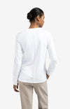 Yaya Jersey top with woven cuffs and slit detail - Pure White