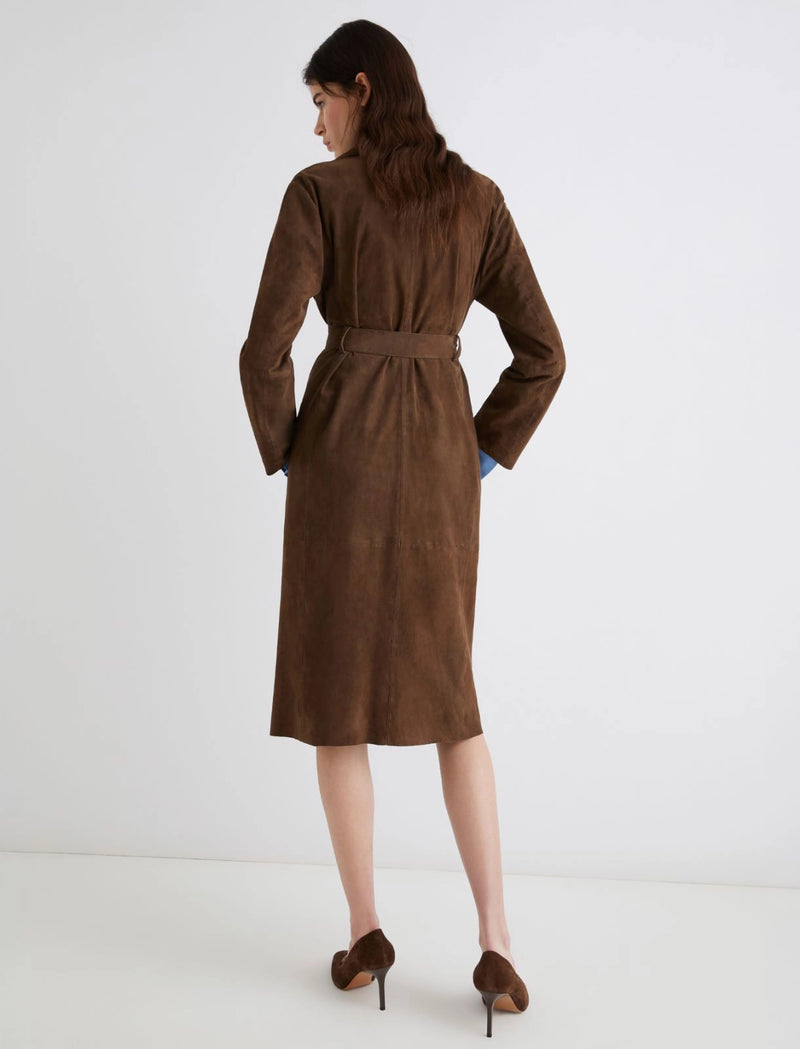 Marella Brown Suede Trench Coat