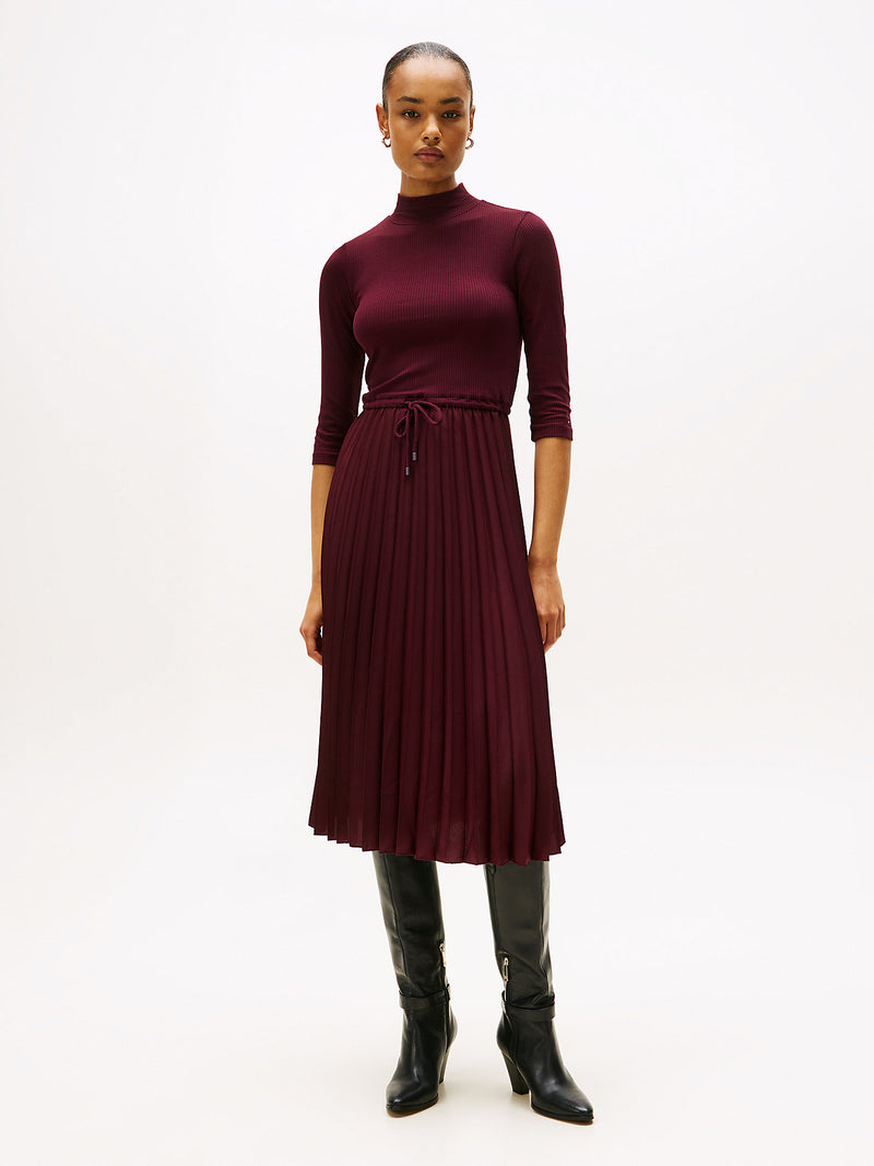 Tommy Hilfiger Pleated Midi Fit And Flare Dress