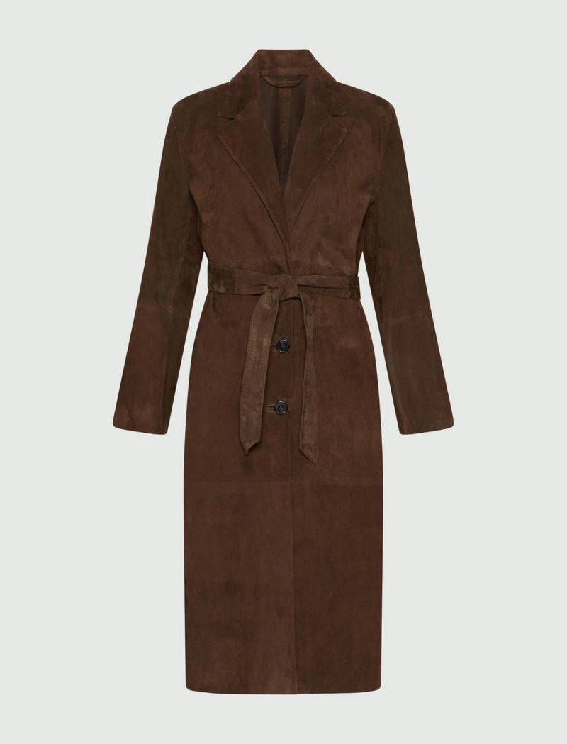Marella Brown Suede Trench Coat