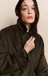 Yaya Long suedine coat with belt - Brown