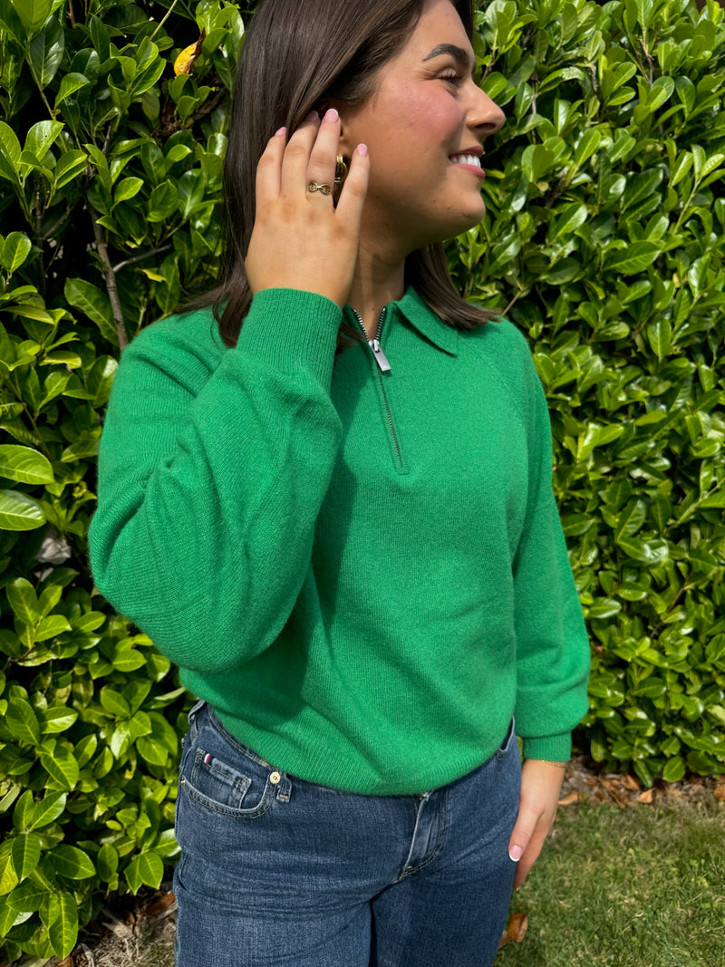 Colourush Cabana Cashmere Zip Sweater - PEA