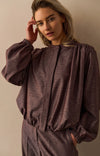 Yaya Balloon- Shaped Blouse Jacket - Fudge Purple Dessin