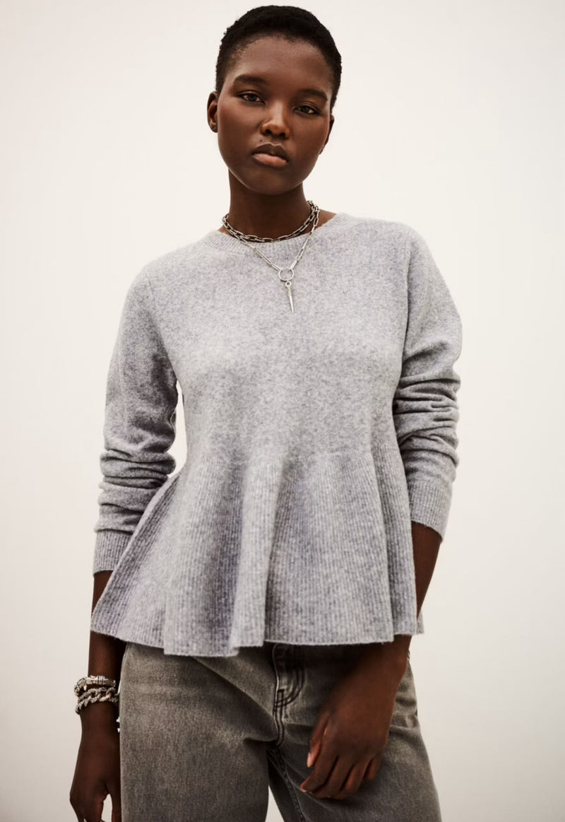 Ba&sh Pull Salama peplum grey sweater