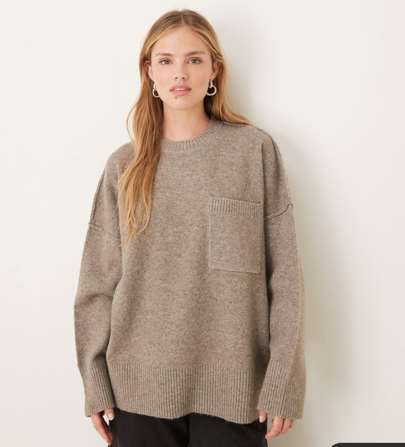 Pretty Lavish Bronte Pocket Knit Jumper - Greige
