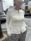 Pretty Lavish Dayo Boucle Knit Button Down Top-Cream