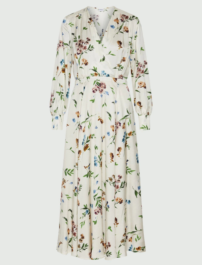 Marella Satin Criss-Cross Dress - CREAM