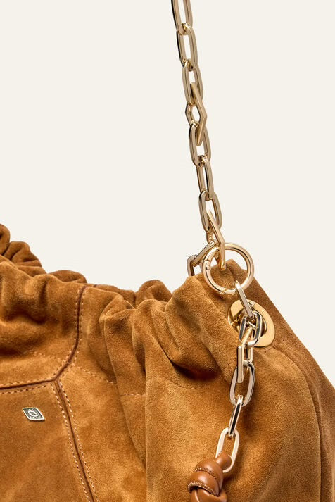 Ba&sh Suede June tote bag - Cognac brown