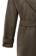 Yaya Long suedine coat with belt - Brown