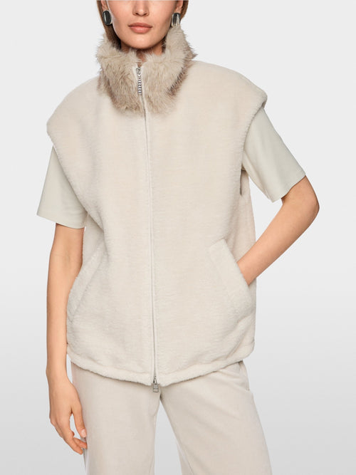Marc Cain Cosy waistcoat with faux fur collar