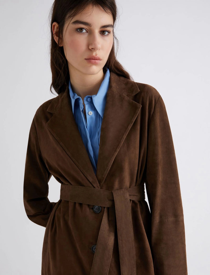Marella Brown Suede Trench Coat
