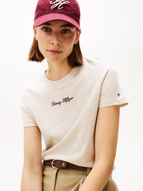 Tommy Hilfiger logo cotton t-shirt “Heather Oatmilk”