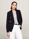Tommy Hilfiger Gold Button Pique Double Breasted Blazer - Navy