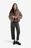 Yaya Short teddy jacket with padded sleeves - Brown