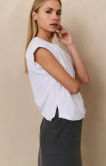 YAYA Sleeveless top with shoulder pads and pleat detail