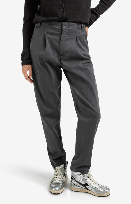 Yaya Trousers with pleats and chino pockets - Oyster Black