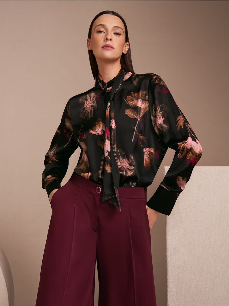 Marc Cain black silk floral blouse